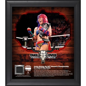 Asuka Framed 15" x 17" NXT TakeOver: San Antonio Collage with a Piece of Match-Used Canvas - Limited Edition of 199