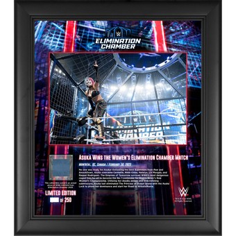 Asuka WWE Framed 15" x 17" 2023 Elimination Chamber Collage with a Piece of Match-Used Canvas - Limited Edition of 250