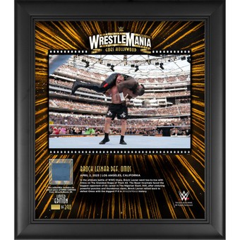 Brock Lesnar WWE Framed 15" x 17" 2023 WrestleMania 39 Night 2 Collage with a Piece of Match-Used Canvas - Limited Edition of 390