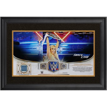 Carmella WWE Autographed Framed 10" x 18" Golden Moments April 10th, 2018 Smackdown Collage with a Piece of Match-Used Canvas - Limited Edition of 99