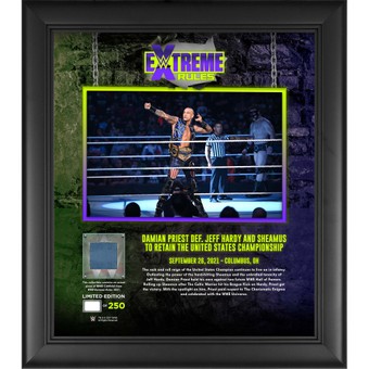 Damian Priest WWE Framed 15" x 17" 2021 Extreme Rules Collage with a Piece of Match-Used Canvas - Limited Edition of 250