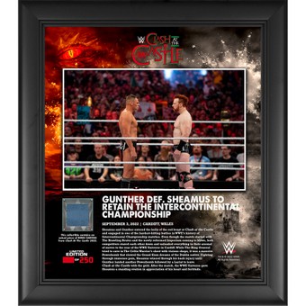 Gunther WWE Framed 15" x 17" 2022 Clash at the Castle Collage with a Piece of Match-Used Canvas - Limited Edition of 250