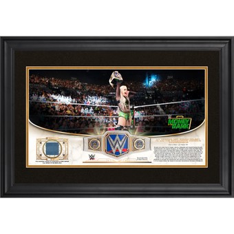 Liv Morgan WWE Golden Moments Framed 10" x 18" 2022 Money In The Bank Collage with a Piece of Match-Used Canvas - Limited Edition of 250
