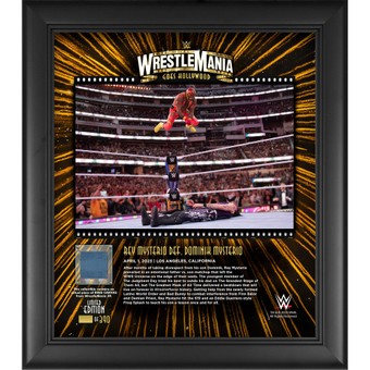 Rey Mysterio WWE Framed 15" x 17" 2023 WrestleMania 39 Night 1 Collage with a Piece of Match-Used Canvas - Limited Edition of 390