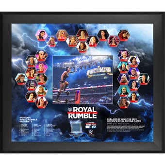 Rhea Ripley Framed 20" x 24" 2023 Royal Rumble Women's Match Collage with a Piece of Match-Used Canvas - Limited Edition of 330
