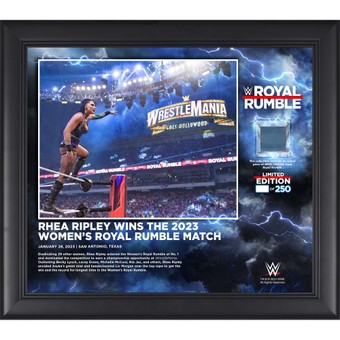 Rhea Ripley WWE Framed 15" x 17" 2023 Royal Rumble Women's Match Collage with a Piece of Match-Used Canvas - Limited Edition of 250
