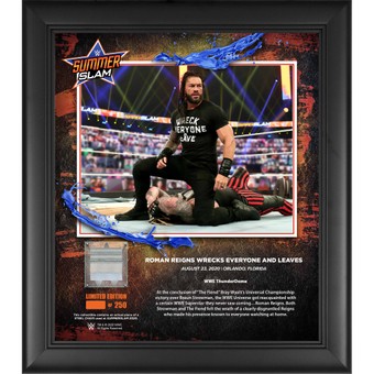 Roman Reigns WWE Framed 15" x 17" 2020 SummerSlam Collage with a Piece of Match-Used Chair - Limited Edition of 250