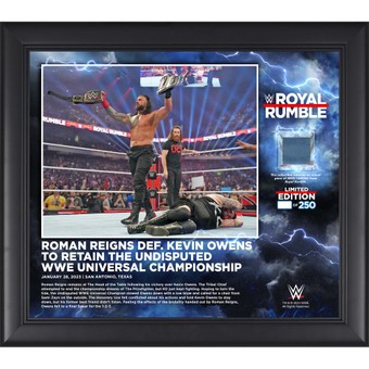 Roman Reigns WWE Framed 15" x 17" 2023 Royal Rumble Collage with a Piece of Match-Used Canvas - Limited Edition of 250