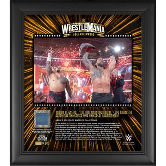 Roman Reigns WWE Framed 15" x 17" 2023 WrestleMania 39 Night 2 Collage with a Piece of Match-Used Canvas - Limited Edition of 390