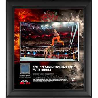 Seth "Freakin" Rollins WWE Framed 15" x 17" 2022 Clash at the Castle Collage with a Piece of Match-Used Canvas - Limited Edition of 250