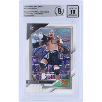 Solo Sikoa WWE Autographed 2022 Panini NXT 2.0 #11 Beckett Fanatics Witnessed Authenticated 10 Rookie Card