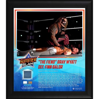 "The Fiend" Bray Wyatt Framed 15" x 17" 2019 SummerSlam Collage with a Piece of Match-Used Canvas - Limited Edition of 199