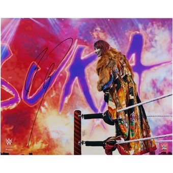 Asuka WWE Autographed 16" x 20" Standing on Ropes in the Ring Photograph