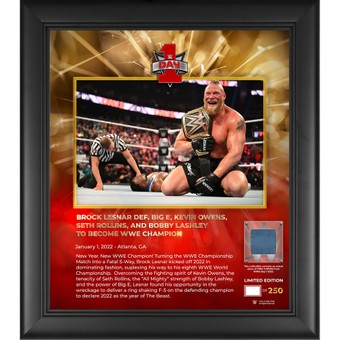 Brock Lesnar Framed 15" x 17" 2022 Day 1 Collage with a Piece of Match-Used Canvas - Limited Edition of 250