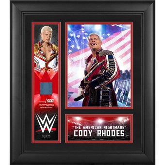 Cody Rhodes Framed 15" x 17" Collage with a Piece of Match-Used Canvas - Limited Edition of 500