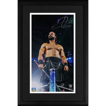 Drew McIntyre WWE Autographed Framed 10" x 18" On The Ropes With A Sword Photograph