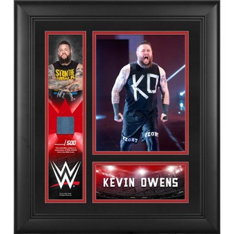 Kevin Owens WWE Framed 15" x 17" Collage with a Piece of Match-Used Canvas - Limited Edition of 500