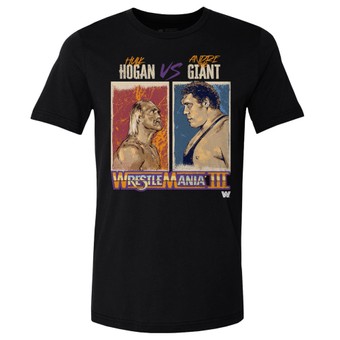 Men's Black Hulk Hogan vs. Andre the Giant WrestleMania III Rivalry T-Shirt