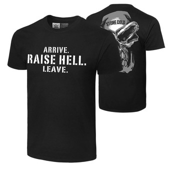 Men's Black "Stone Cold" Steve Austin Retro Arrive. Raise Hell. Leave. T-Shirt