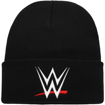 Men's Black WWE Logo Cuffed Knit Hat