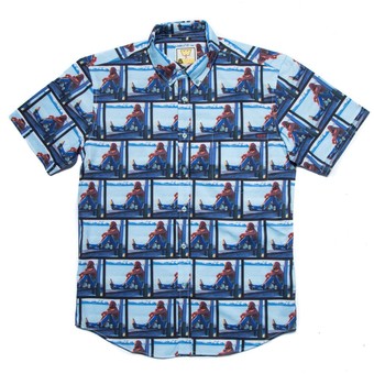 Men's Blue "Macho Man" Randy Savage Deep Thoughts Button-Down Shirt
