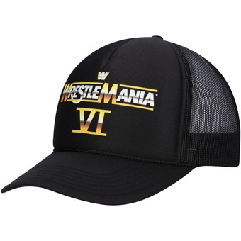 Men's Chalk Line Black WrestleMania VI Trucker Snapback Hat