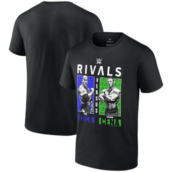 Men's Fanatics Branded Black WWE Rivals The Rock vs. John Cena T-Shirt