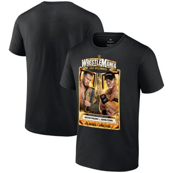 Men's Fanatics Branded Black WWE WrestleMania 39 Austin Theory vs. John Cena T-Shirt