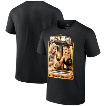 Men's Fanatics Branded Black WWE WrestleMania 39 Charlotte Flair vs. Rhea Ripley T-Shirt