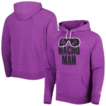 Men's Homage Heather Purple "Macho Man" Randy Savage Shades Raglan Tri-Blend Pullover Hoodie