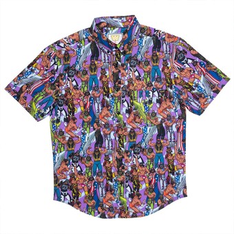 Men's Purple "Macho Man" Randy Savage Mashup Button-Down Shirt