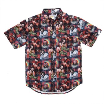 Men's Black/Red Mick Foley Faces of Foley Button-Down Shirt