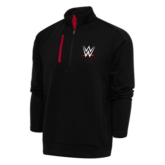 Men's Antigua Black/Red WWE Generation Quarter-Zip Pullover Top
