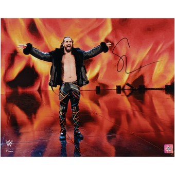 Seth "Freakin" Rollins WWE Autographed 16" x 20" Entrance Arms Out In Flames Photograph