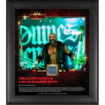 Triple H WWE Framed 15" x 17" WrestleMania 35 Collage with a Piece of Match-Used Canvas - Limited Edition of 350