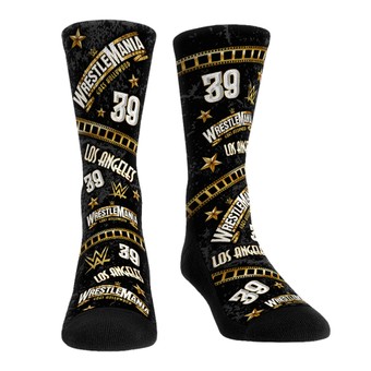 Unisex Rock Em Socks Black  WWE WrestleMania 39 Crew Socks