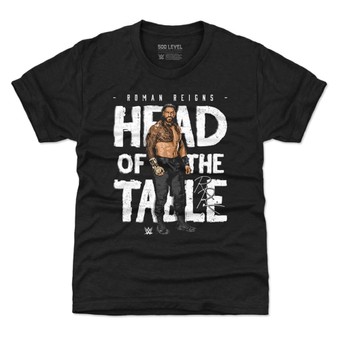 Youth 500 Level Black Roman Reigns Head Of The Table Tri-Blend T-Shirt